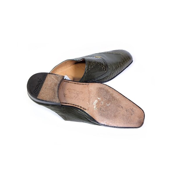 MAURI Shoes Mens Size 8 Exotic Forest Green Lizard Slip on Mule main image 8